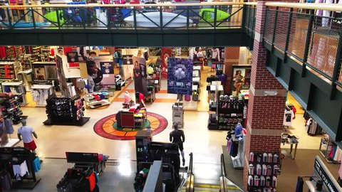 Dick's Sporting Goods store escalator view - Saugus mall, Massachusetts USA - May 28, 2016 
