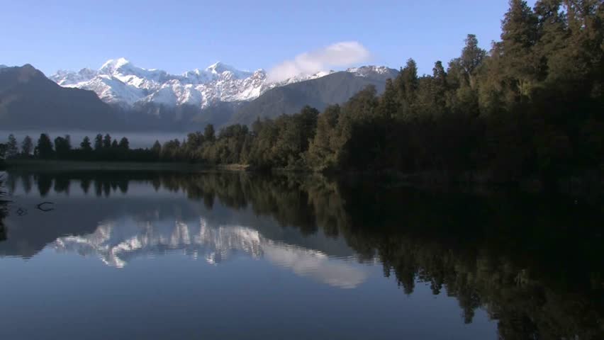 Lake Matheson. West Coast, New Zealand, Famous for reflecting a near-perfect