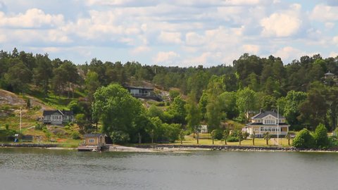 Coast of fjord in Scandinavia. Stockholm, Sweden