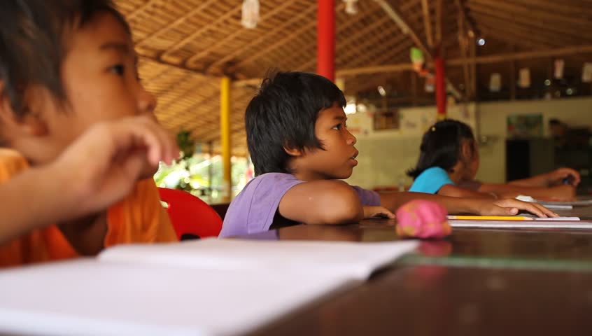 KO CHANG, THAILAND - JANUARY 6: Students learning in a school sponsored by
