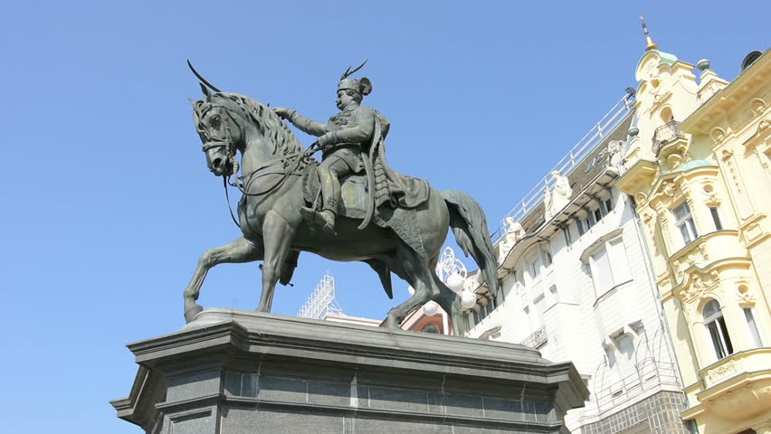 Zagreb, Croatia, september 8, 2016.  The statue of  ban Josip Jela?i? in the homonymous square in downtown.
