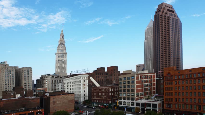 4K UltraHD Timelapse of the skyline of Cleveland, Ohio on a summer day