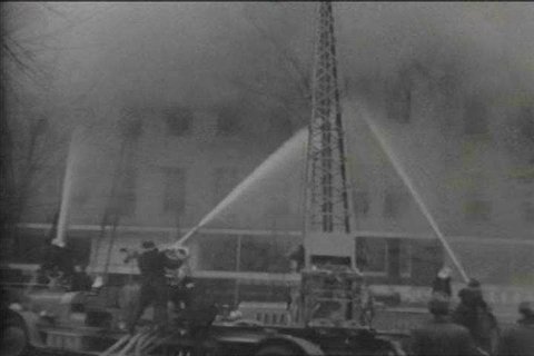 Large fires burn in the Chicago Loop, at a warehouse, and at the artillery barracks at Fort Myer. (1940s)