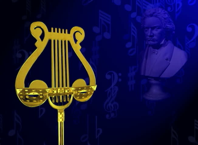 Music stand and Beethoven bust