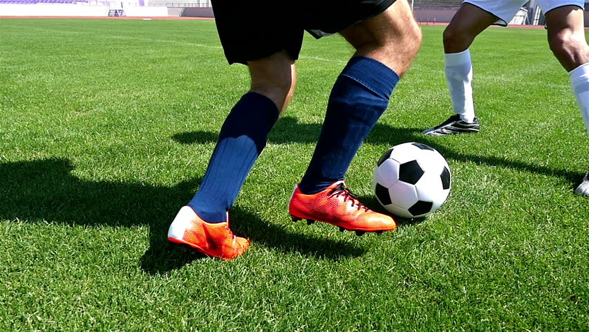 footballer making tricks avoid defender slow Stock Footage Video (100% ...