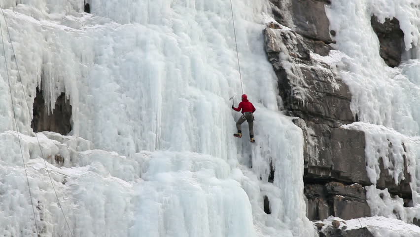 ice climbers high on steep frozen Stock Footage Video (100% Royalty ...