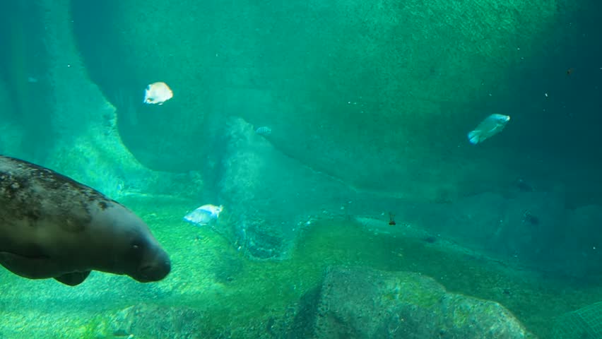 West Indian manatee (Trichechus manatus) is a manatee, and the largest surviving member of the aquatic mammal order Sirenia.