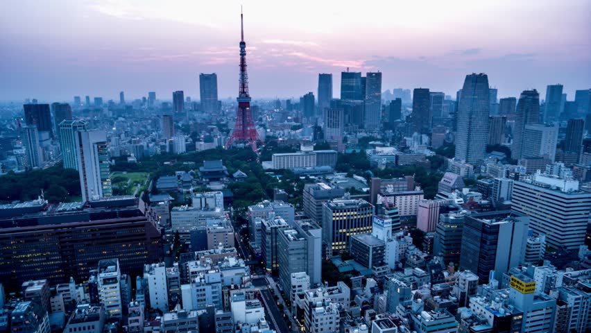 Evening Tokyo city view with Tokyo Tower lighting up. 4K resolution time lapse. June 2016 | Shutterstock HD Video #19668997
