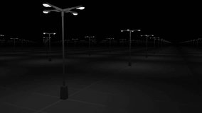 Big empty parking area at night. Emptiness concept. 4K pan clip
