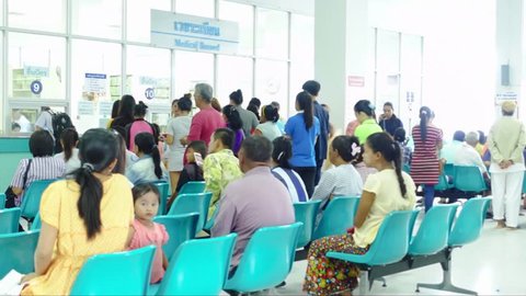 RANONG, THAILAND - June 9 2016 : Unidentified people waiting for doctor or medicine in the room in hospital at Ranong, Thailand.