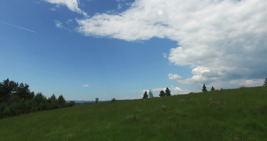 Panorama Footage On The Hill With Small Town 