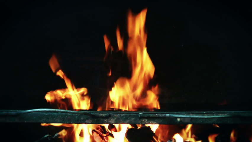 Barbeque fire slow motion