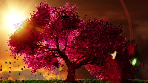 Mysterious Cherry Blossoms Tree cartoony 3D render
