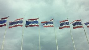 Row of Thailand flag in the blue sky. Thailand flag Video