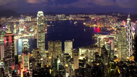 Business City. Hong Kong. Timelapse video from day to night