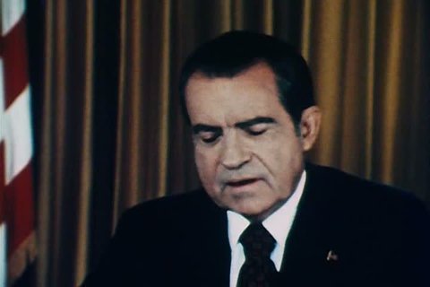 President Richard Nixon claims that he has no role in the Watergate scandal in the 1970s. (1970s)