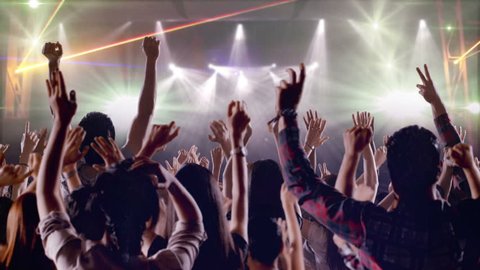 Footage of a crowd partying, dancing at a concert. Shot on RED EPIC Cinema Camera in slow motion.