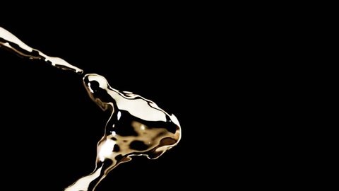 High quality motion animation representing various abstract and fluid metallic liquid elements, animated on a black background.