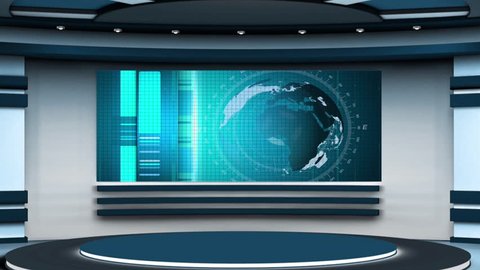 News TV Studio Set - Virtual Green Screen Background Loop