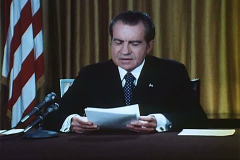 In a 1973 speech, President Nixon recounts that he heard about Watergate from news reports, and was appalled. (1970s)