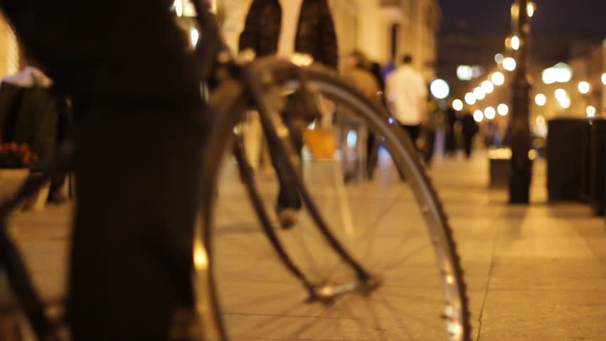 City sidewalk at night