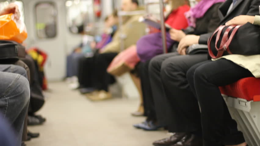 Passengers on subway train