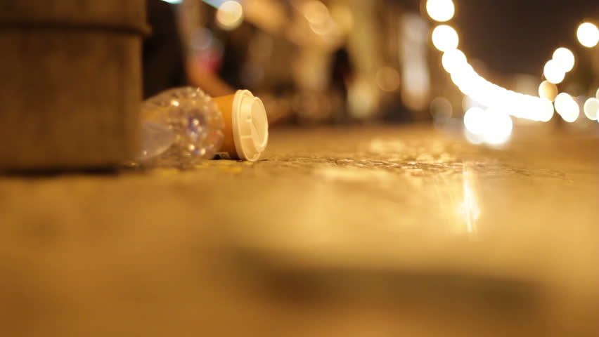 Trash on sidewalk