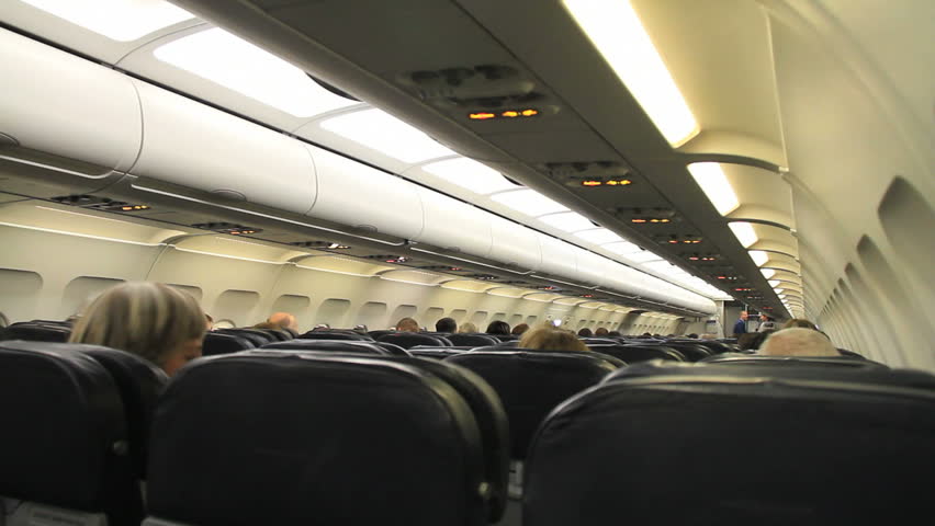 Passengers seated on the plane 
