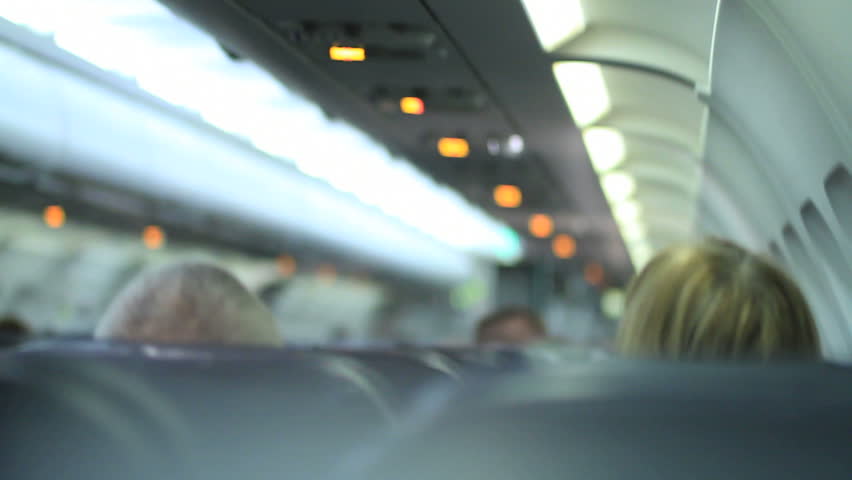 Passengers seated on the plane 