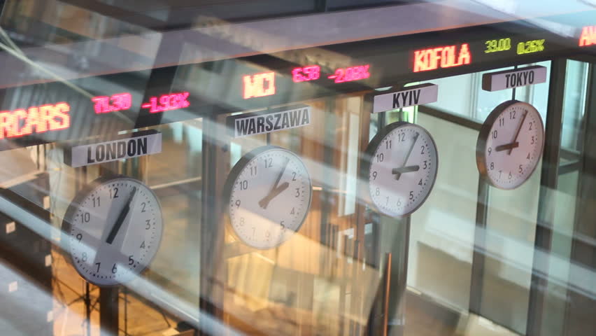 Warsaw stock exchange indices and clocks