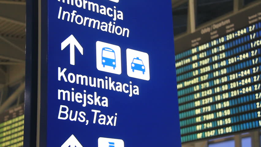Airport sign at Warsaw Chopin airport