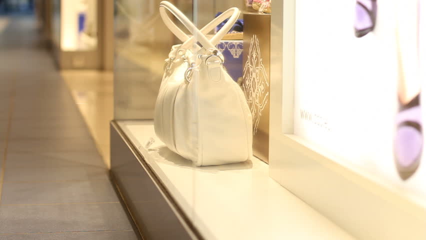 White bag on shop window display