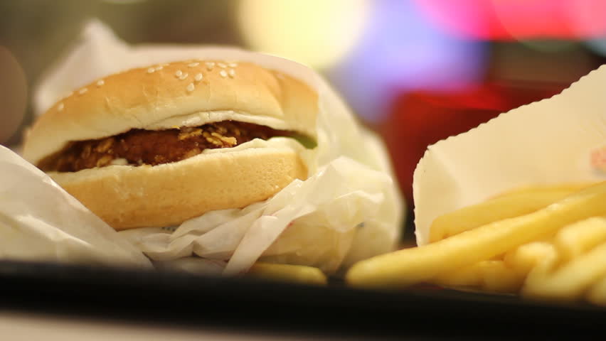 Fast-food burger bite