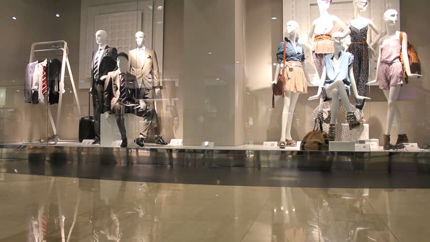 Fashion displayed on shopfront dummies