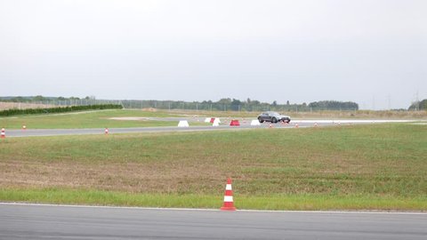 Lodz, Poland, September 18, 2016 Mercedes GT on a racetrack  at the newly opened track "Tor-Lodz"