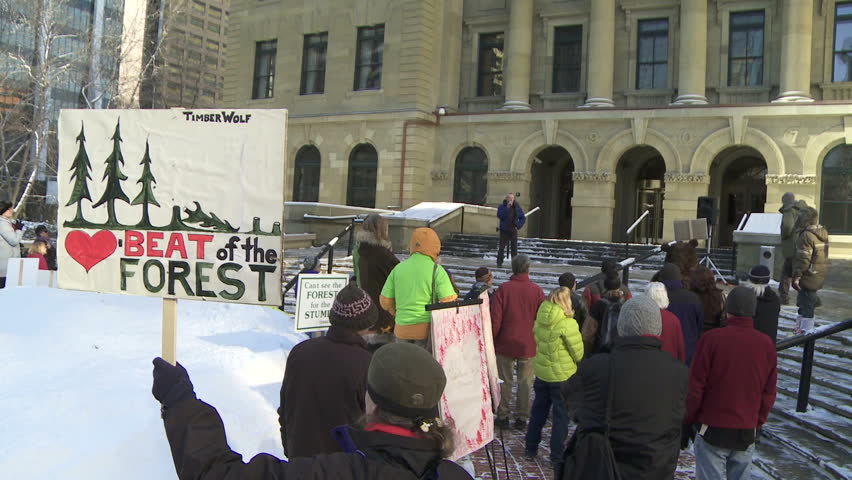 CALGARY, CANADA - FEBRUARY 14: Alberta Wilderness Association and other