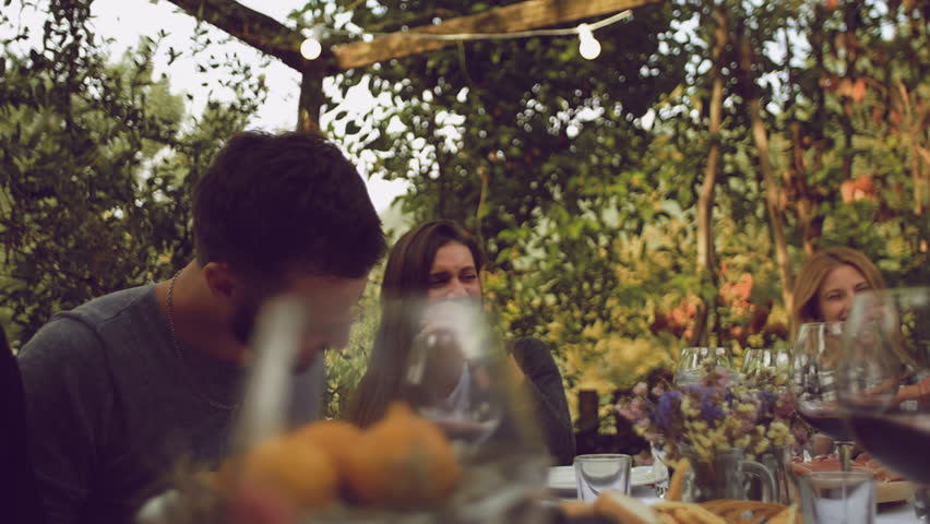 Group of friends enjoying together at a dinner party
 Royalty-Free Stock Footage #19787971