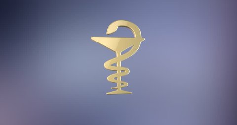 Animated Medicine Snake Gold 3d Icon Loop Modules for edit with alpha matte