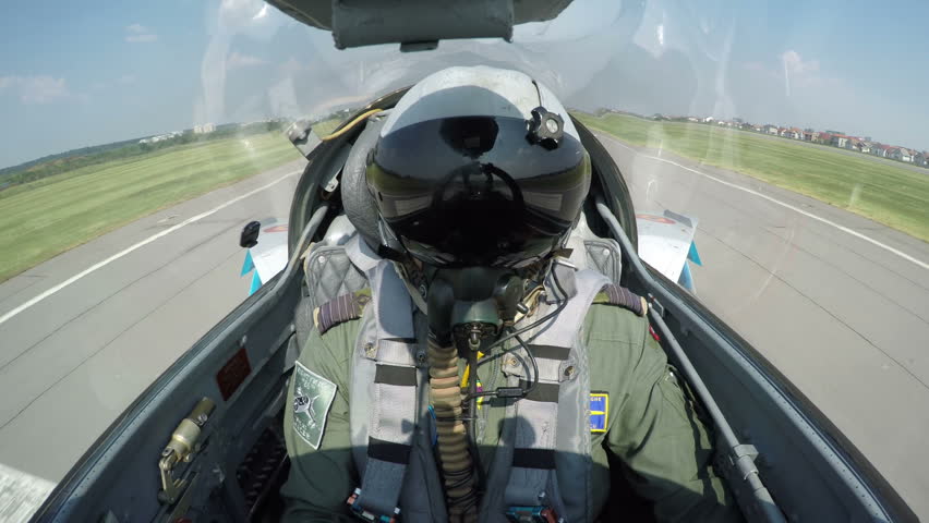 POV shot from the cockpit of a fighter plane - shot of a fighter jet taking off from the ground. Royalty-Free Stock Footage #19803709