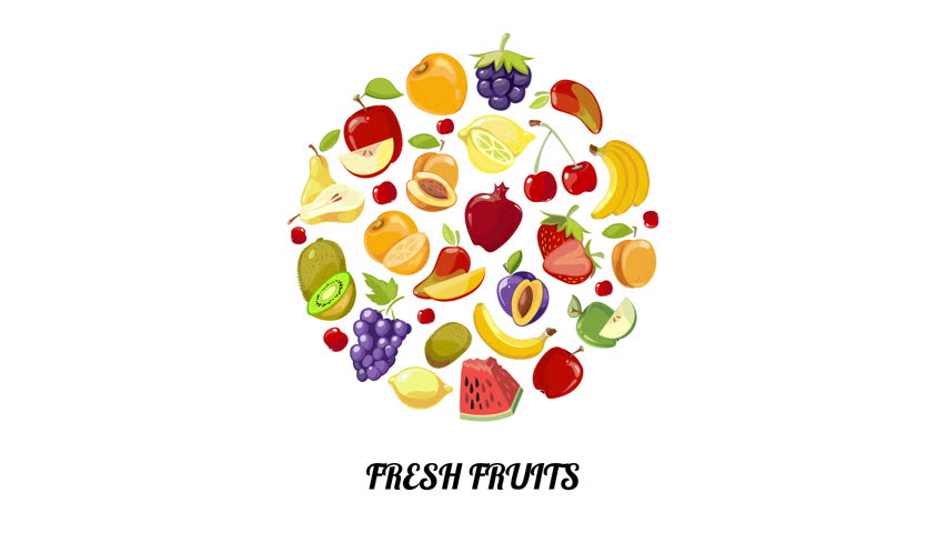 Fresh Fruits Circle Animation. Fruits Stock Footage Video (100% Royalty ...