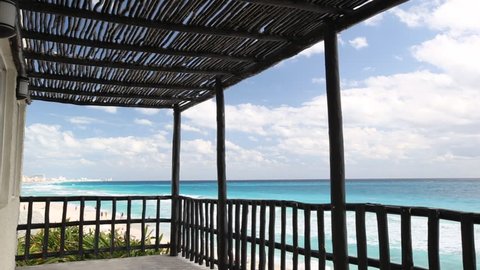 Tropical wooden terrace near caribbean sea shore