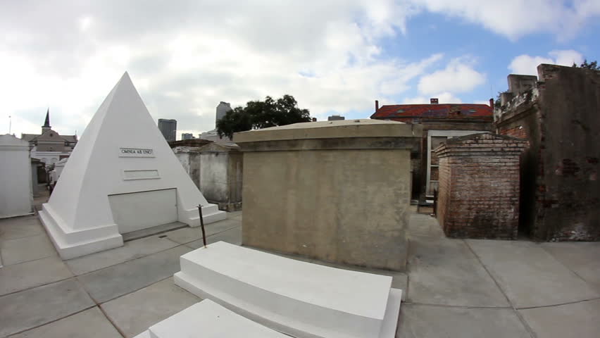 A 360 panorama of a New Orleans cemetery.  Shot with a fisheye lens.