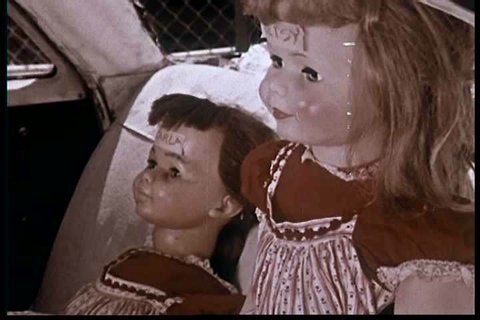 Regarding the frightening results of car collision experiments with test dummies at UCLA, a doctor urges viewers to be prepared always keep their children safely restrained in cars in 1962. (1960s)