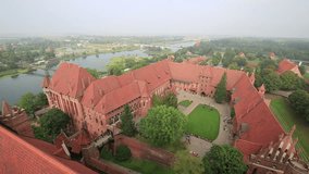 Malbork castle, aerial view from main tower, Poland