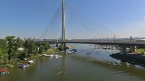 Aerial view of the bridge in Belgrade,Serbia; named 