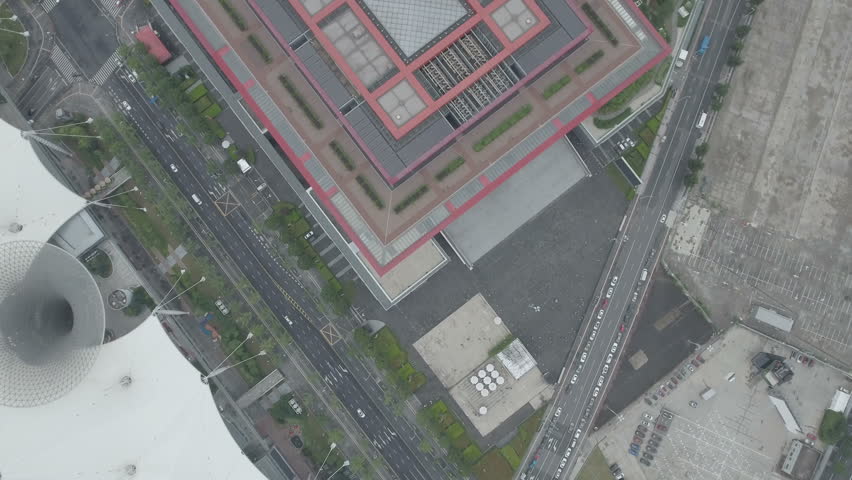Overhead aerial view of the China pavilion at the former Expo site in Shanghai. 
