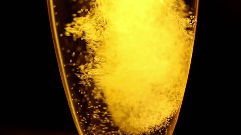 Bubbles inside a glass of champagne