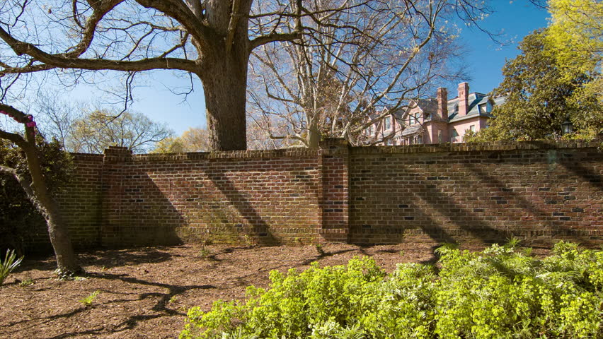 North Carolina Governors Mansion from Garden Wall in Downtown Raleigh NC on a Sunny Spring Day