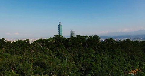 From Mountain flying into the Taipei city, Taiwan