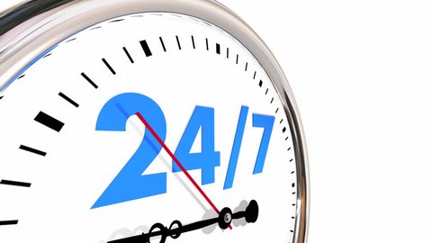 24 Hours 7 Days Week Numbers Clock 3d Animation